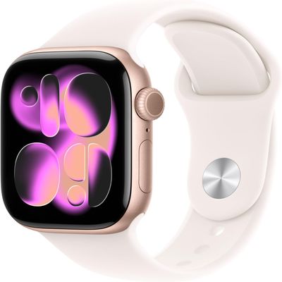 Apple Watch Series 11 [GPS + Cellular, 46mm] Rose Gold Aluminum Case with Light Blush Sport Band, S/M (Renewed)