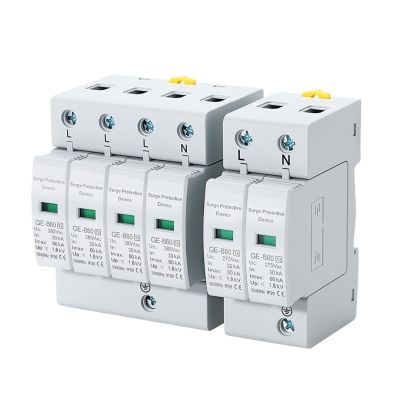 2P4P AC Lightning Protection Device SPD Home Low-Voltage Lightning Surge Protector 275V385V20KA40KA0KA80KA100KA (2P AC385V,80KA)