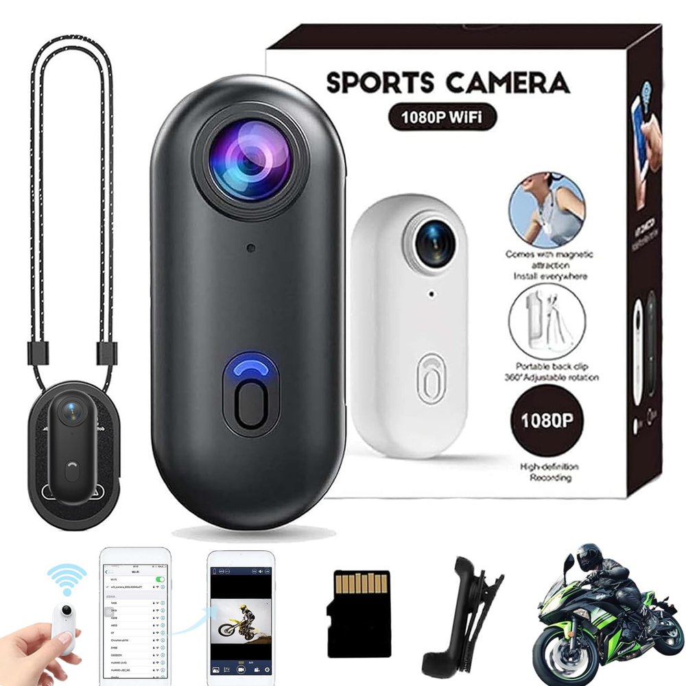 POV Camera, 4s Body Camera, HD 1080p/4k Hands-Free POV Pro Cam, Mini Wearable Body Adventure Action Cam with Audio Video, Motorcycle Cameras for Vlogging Cycling Diving (Black, 1080P)