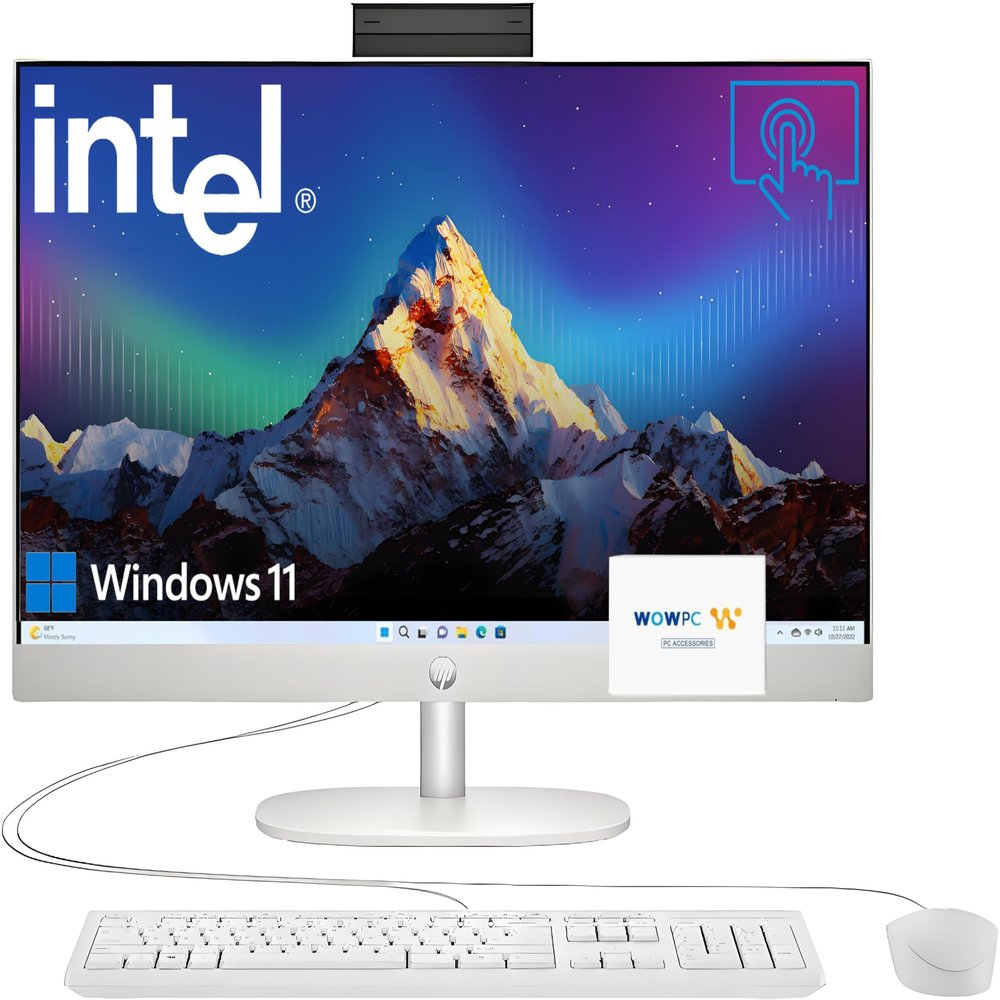 HP 24 23.8" FHD Touchscreen All-in-One Desktop Computer for Office, Latest 13th Gen Intel 8-Core CPU (Beats i5-6360U), 32GB RAM, 512GB PCIe SSD, HDMI, Wi-Fi, Bluetooth, Business AIO, Win11