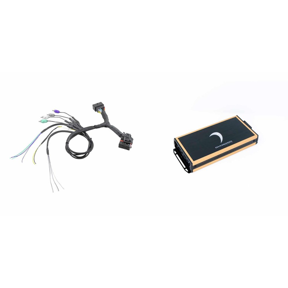Diamond Audio MICRO84U 4 Ch Full Range Class D Amplifier with MSTLINK T-Harness for '14-23 HD Factory Radios to Aftermarket Amplifiers