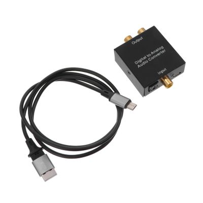 Mikinona Fiber Coaxial to Analog Audio Converter Digital Optical to R Stereo Adapter for Tv Speaker Amplifier Metal Supports Sampling Rate Compatible with HDTV Media Player Game Console