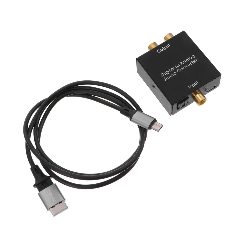 Mikinona Fiber Coaxial to Analog Audio Converter Digital Optical to R Stereo Adapter for Tv Speaker Amplifier Metal Supports Sampling Rate Compatible with HDTV Media Player Game Console