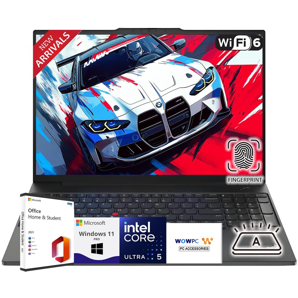 Lenovo 2025 New 16" WUXGA Thinkpad E16 Laptop with Microsoft Office, Intel Core Ultra 5 125U, 16GB RAM, 512GB SSD, Ultra Quiet Design, Backlit Keyboard, Fingerprint Reader, Windows 11 Pro, WOWPC USB