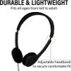 Maeline Bulk Classroom Headphones with Microphone 10 Pack Black Wired On-Ear Headsets, Adjustable 3.5mm Plug, Individually Wrapped for Schools, Libraries & Labs view 2