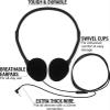Maeline Bulk Classroom Headphones with Microphone 10 Pack Black Wired On-Ear Headsets, Adjustable 3.5mm Plug, Individually Wrapped for Schools, Libraries & Labs view 3