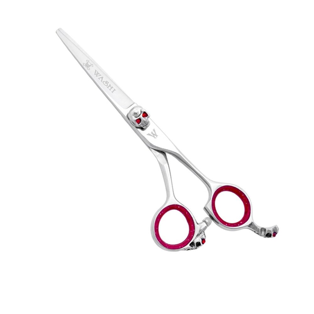 Washi Red Eye Skull 5.5" Japanese 440C Stainless Steel Shear With Black Razor