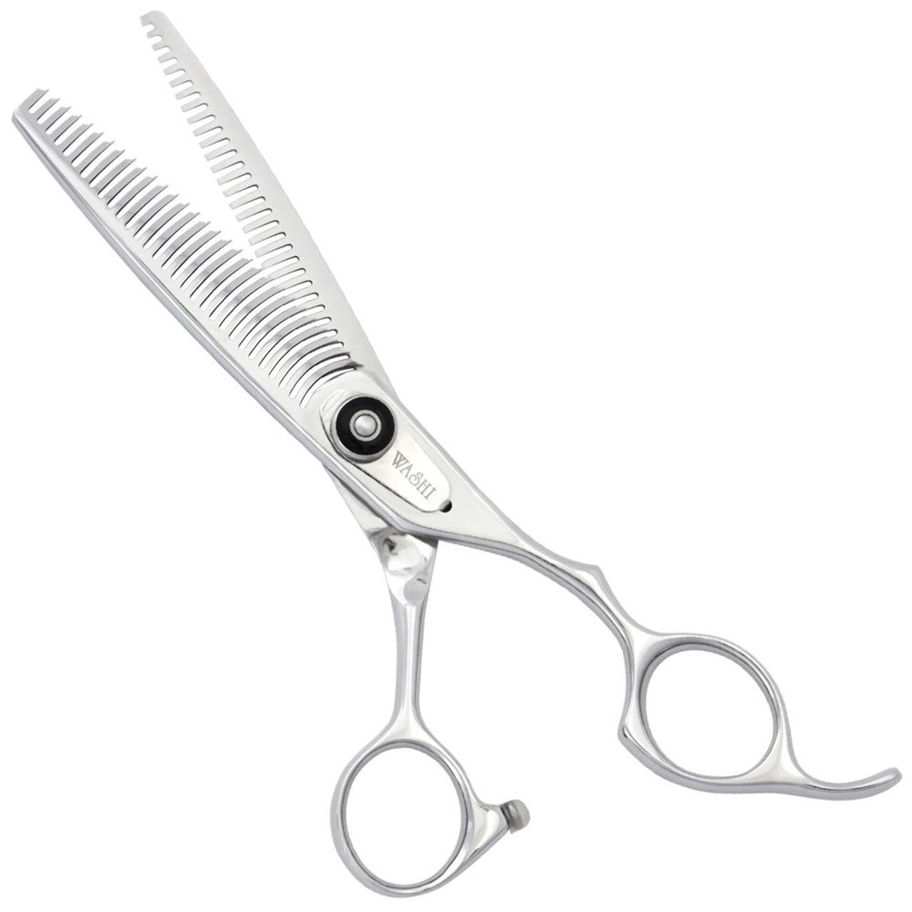 Washi Double Thinner 30-Tooth 6.0" Thinning Steel Shear With Black Razor