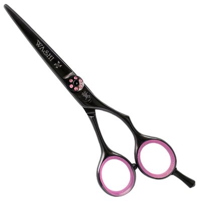 Washi Black Magic 5.5" Bent Thumb Style Steel Shear With Pink Razor