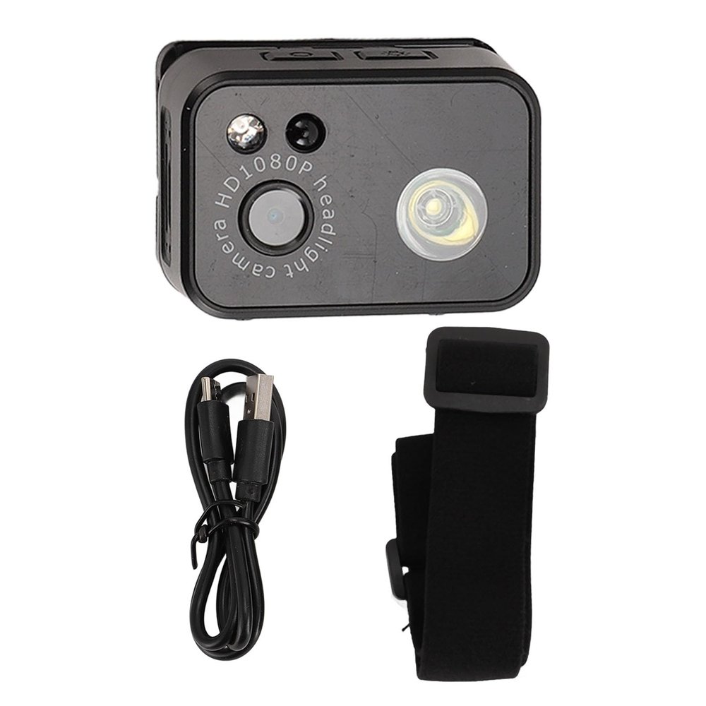 Action Camera Head Mount with 2.0M CMOS Sensor, 1080P HD Video, Wearable LED Headlamp - Night Recording, Adjustable Lighting, Ideal for Outdoor and Repairs