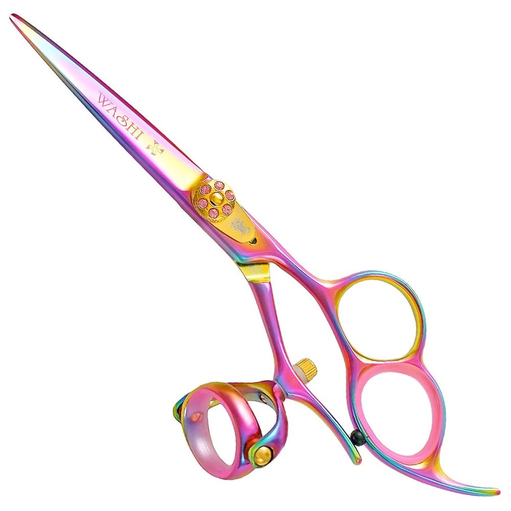 Washi Gold Rainbow 720 Double Swivel 5.7" Japanese Steel Shear With Black Razor