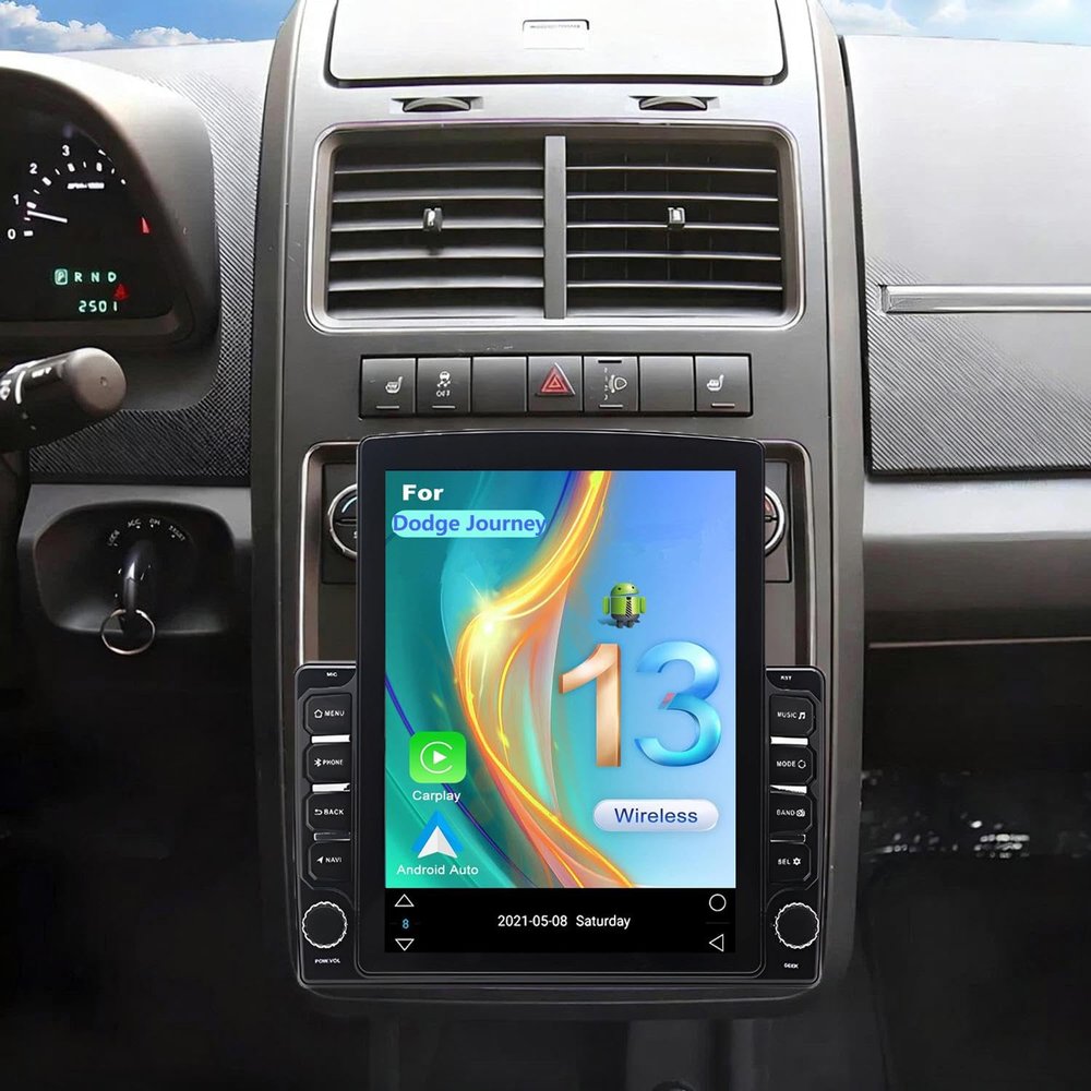 Surakey Android 13 Upgrade Car Stereo Radio for Dodge Journey 2009-2010 GPS for CarPlay Wireless Android Auto 9.7 inch Touch Screen with Bluetooth WiFi FM RDS SWC Double Din DSP Backup Camera 2+32G