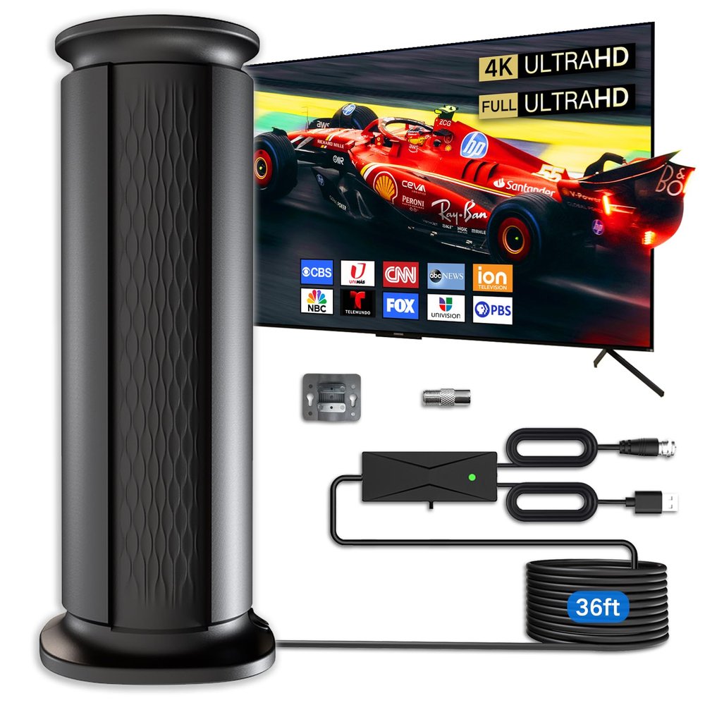 2025 Upgraded TV Antenna Up 2800+ Miles Range, Digital Best Antenna for Smart Tv Indoor/Outdoor 4k Local Channels, Amplified HDTV Antenna Long Range with Amplifier Signal Booster/Thic Cable (Large)