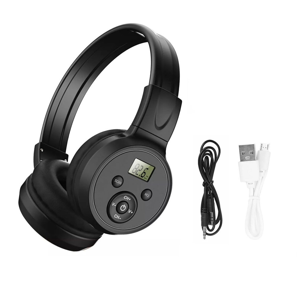 DBEIXIWEI DC 3-5V DSP FM Radio Headphone LCD Display HiFi Stereo Sound Support Auto Search & Store Stations for Phones PCs MP3
