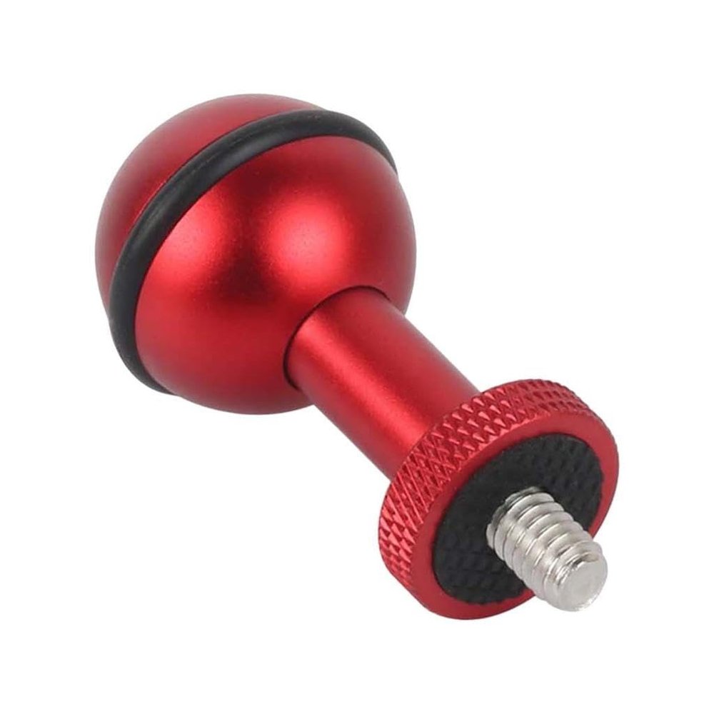 NonMiFyR 1 Inch Ball Head Adapter for Camera Underwater Diving, Fixed Mount, Detachable for Fill Light Mount, 0.25inch Adapter Red
