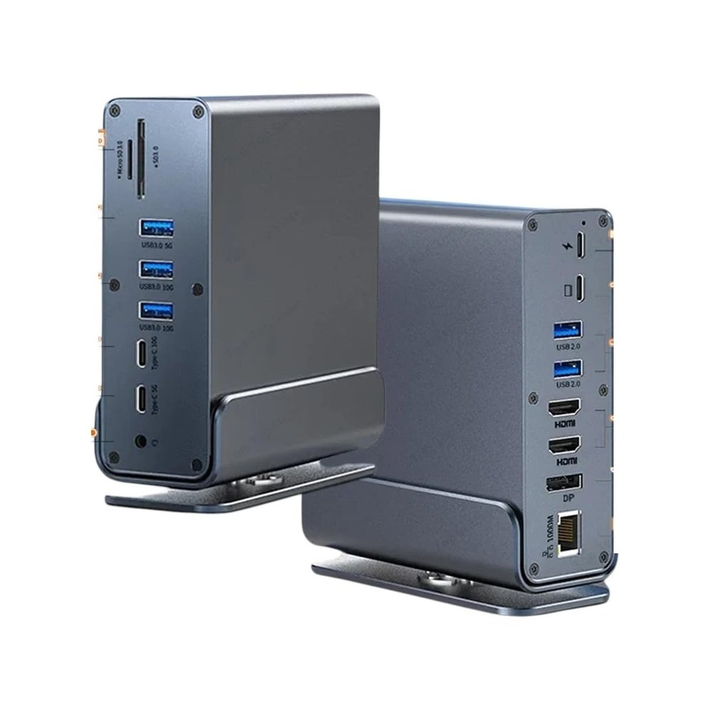 15 in 1 USpB C Docking Station USpB C Hub Type C Hub Dual HDMI Adaptier USpB 3.0 10Gbps Splitter 4K60Hz/RJ45 1000M/USpB3.0/PD100W