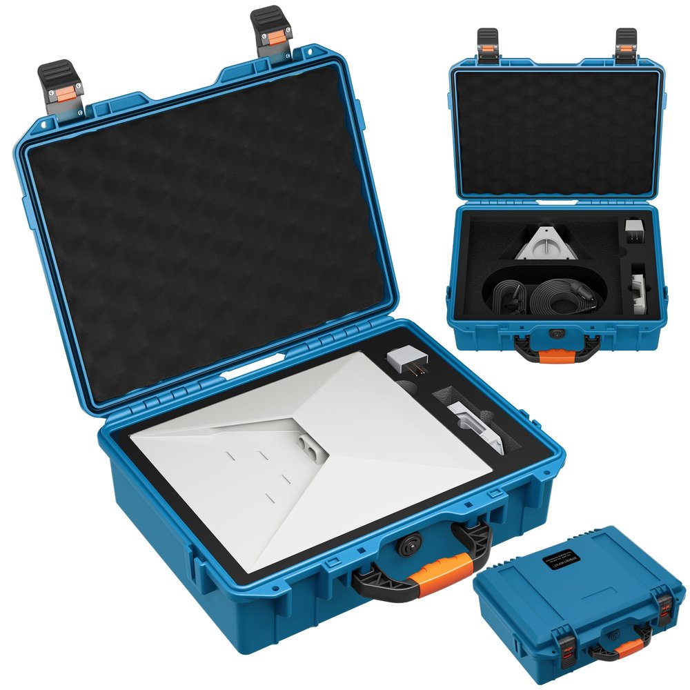 Starlink Mini Hard Shell Travel Case - Waterproof EVA Carrying Bag with Secure Lock Custom for Starlink Mini Router, Power Supply Shockproof Protection for Outdoor Adventures Blue