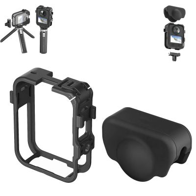 Camera Cage for DJI Osmo 360, Plastic Case Protective Frame Mount, Expansion Housing Shell, Compatible with Osmo360 Safty Lock Protective Frame with Lens Cap & Cold Shoe Mount (Black)