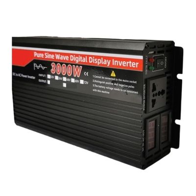 Pure Sine Wave Power Inverter DC 12V 24V 48V 60V 72V to AC Voltage 50Hz 60Hz 3000W Connector Car Inverter(LED,72V)