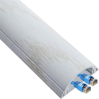 Metal Cable Concealer for Wood Floors - 39 Inch Ethernet Cord Cover, Self-Adhesive Wire Management Kit, Waterproof & Durable(White,Width 47mm)