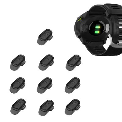 10 Pack Charger Port Protector for Garmin Forerunner 55,BOVUGAC TPU Dust Plug Anti-dust Plugs Compatible for Garmin Forerunner 158.-Clear Black
