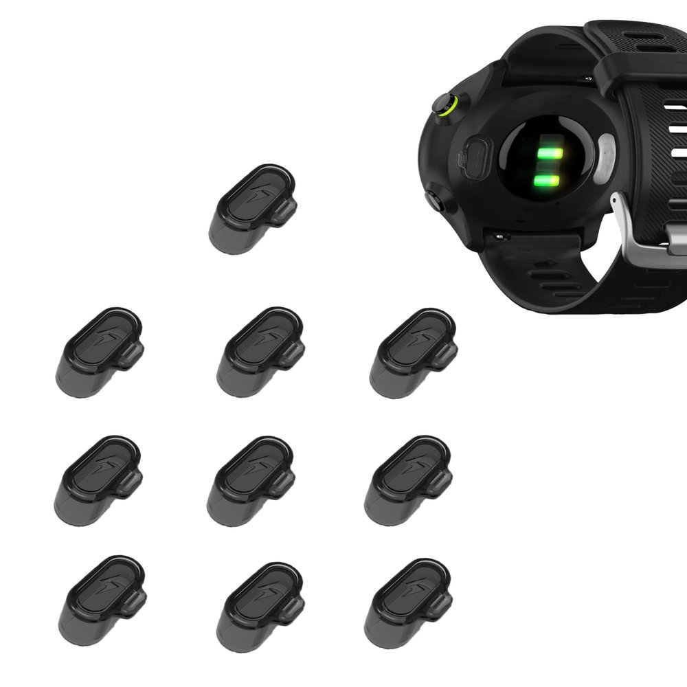 10 Pack Charger Port Protector for Garmin Forerunner 55,BOVUGAC TPU Dust Plug Anti-dust Plugs Compatible for Garmin Forerunner 158.-Clear Black