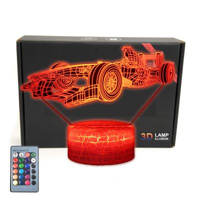 MARZIUS 3D Race Sports Car Illusion Night Light Roadster-Shaped LED Table Lamp with 16 Colors & Remote Control Gift for Kids, Teens, Men & Women