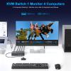 5G USB3.0 HDMI KVM Switch 4 Computers Share 1 Monitor, KVM Switches 4 Port with 3 USB 3.0 and 1 USB C Ports Share Monitor Keyboard Mouse Printer, with EDID Adaptive,4 USB Cable Plug and Play view 4