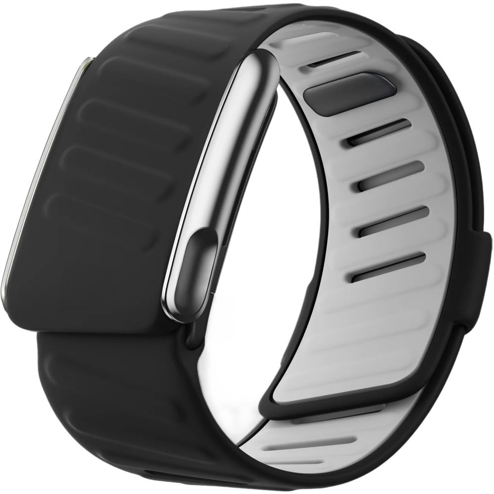 Iprisu Waterproof Silicone Sport Band Compatible with WHOOP 5.0, One, Peak & Life | Soft-Touch, Sweatproof, Adjustable Replacement Strap for Men & Women  Durable, Comfortable & Easy to Clean (Black Grey/Shiny Metal, Life/MG)