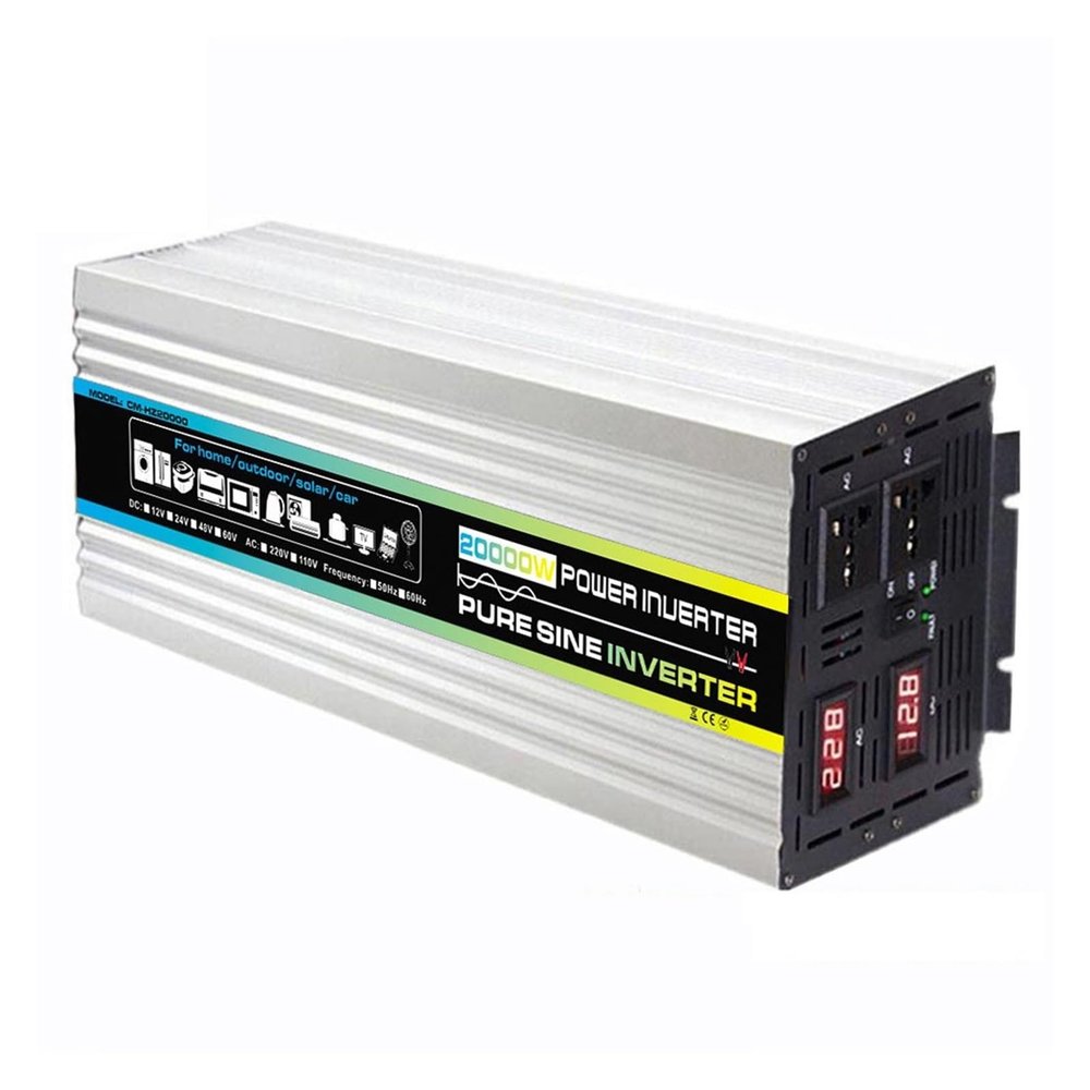 10000W/20000W Power Pure Sine Wave Inverter 12V DC to AC Converter Voltage Transformer Car Solar Inverter with Dual Socket(20000W-24V)