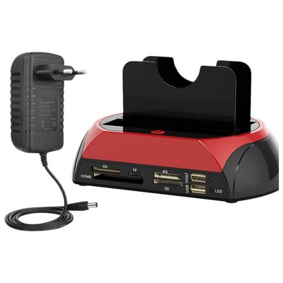 10 in 1 IDE SATA USpB3.0 Dual Bay External Hard Disk Drive 2.5 Inch 3.5 Inch HDD Docking Station One Touch Backup HUB Card Reader