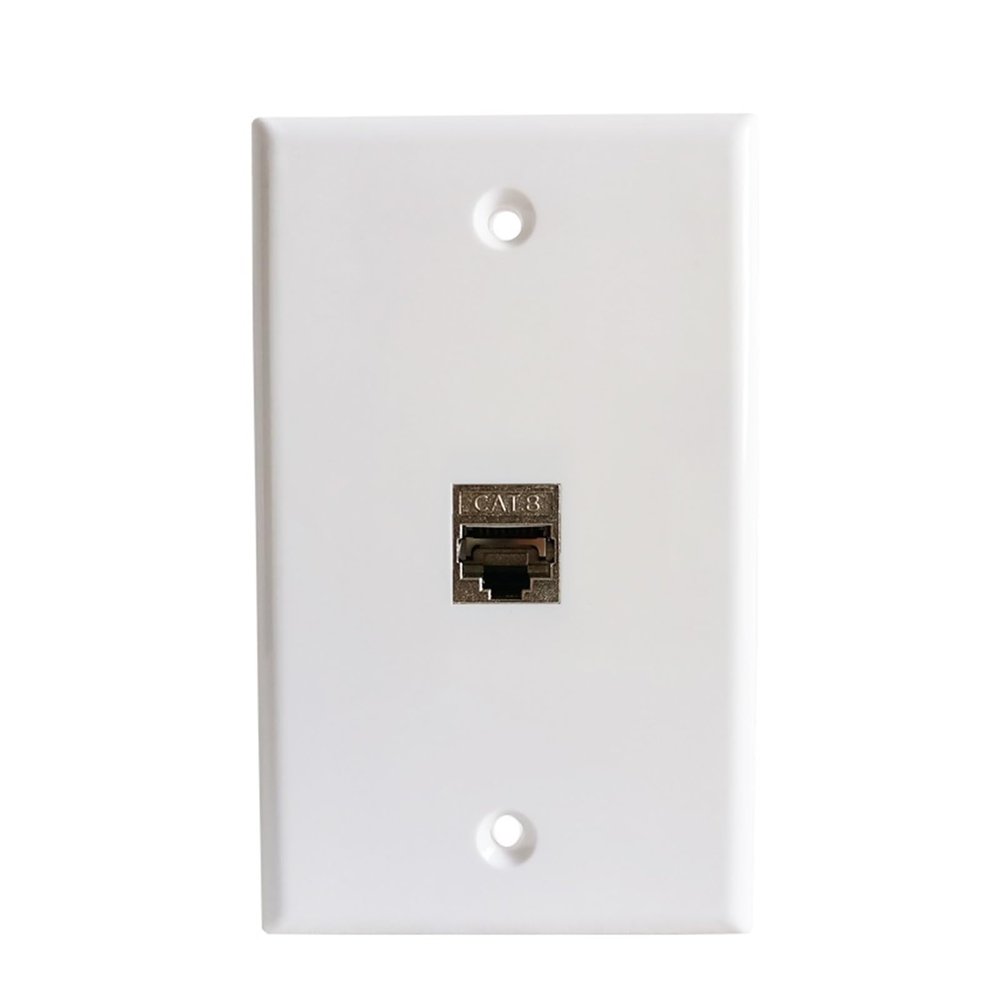 CAT.8 RJ45 Wall Plate with CAT8 Jack LAN for 40GB Network Socket (White)