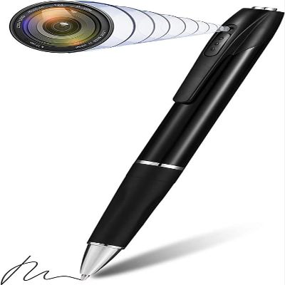 limiete Hidden Camera Pen with 128GB SD Card [No WiFi Needed], 1080P FHD Spy Camera with Audio, One-Button Nanny Cam for Business Evidence, 3 Ink Refills & Reader