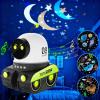 Kids Cartoon Projector Lamp, 21 Slides+360 Rotation Silent Kids Night Light, Rechargeable Robot Night Light with Music for Children Bedroom, Universe Starry Sky Rotate LED Room Decor (No Music) view 2