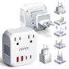 2000W Voltage Converter US to Europe for Hair Dryer - DOACE 220V to 110V Converter for European Travel, Power Converter Adapter Combo with 2 PD/QC Chargers & UK/AU/US/IT/European Travel Plug Adapters view 1