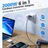 2000W Voltage Converter US to Europe for Hair Dryer - DOACE 220V to 110V Converter for European Travel, Power Converter Adapter Combo with 2 PD/QC Chargers & UK/AU/US/IT/European Travel Plug Adapters view 4
