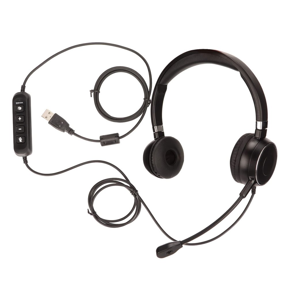 ChuyTrading Telephone Headset with USB Plug, Business Headset for Call Center, Multifunctional Headset with Volume Adjustment and Function, Comfortable Binaural Headphones