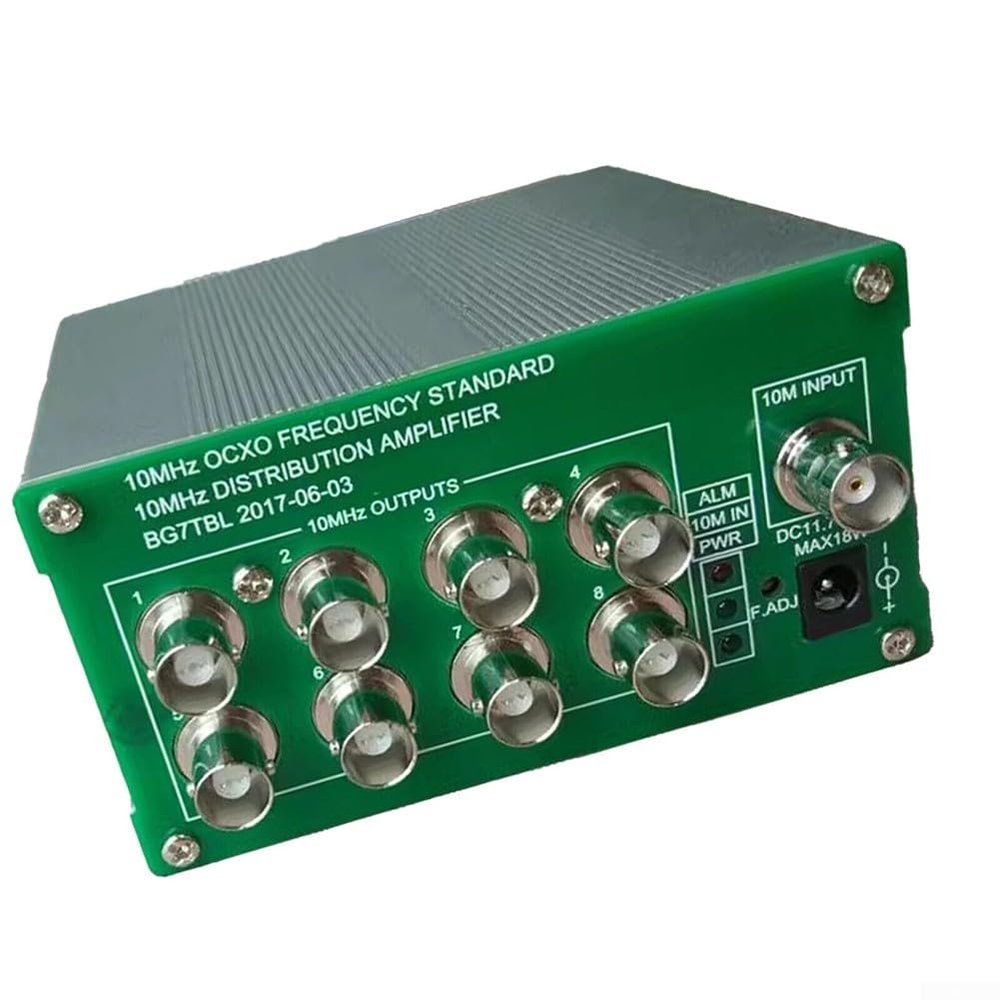 10MHz Distribution-Amplifier 8-Port BNC Output, High Stability 50ppb, Low Phase Noise, External Reference Input, Adaptive Impedance Matching, Wide Temperature Range Performance(without OCXO)