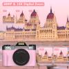 4K 56MP Digital Camera for Photography,Vlogging Camera for YouTube with Autofocus,3" 180 Flip Screen,16X Digital Zoom with 32GB TF Card and 2 Batteries(Pink view 2