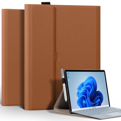XFYKJIN for Microsoft Surface Pro X/Pro X Plus 13" Case (2019-2024), Premium Leather Protective Cover with Slim Pen Holder & Kickstand, Type Cover Compatible, Auto Sleep/Wake, Brown