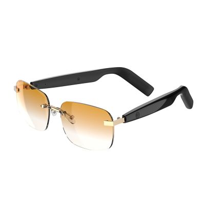 Boannice Smart Glasses, Smart Bluetooth Sunglasses, Bluetooth 5.4 Open-Ear Headphones Integrated, Polarized UV Protection with Blue Light Blocking, Voice Assistant, Ideal for Driving, Sports (Yellow)