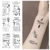 10Pcs Christian Motivational Bible Verse Quotes Words and Cross Temporary Tattoos For Adults, Inspirational Believe Strength in God Realistic Black English Word Tattoo for Women Men party view 2
