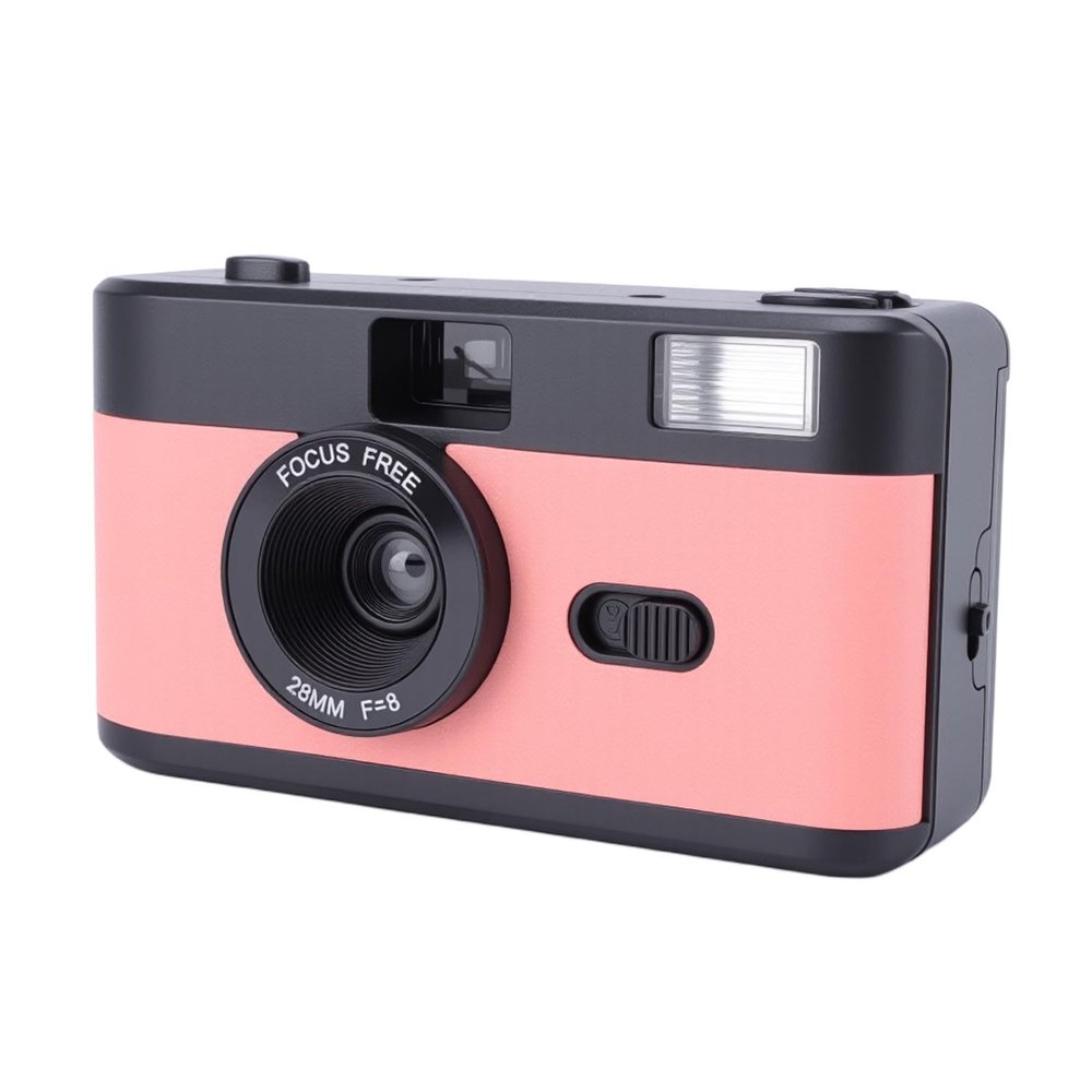Wisoqu 35mm Film Camera, Point and Shoot Camera, 28MM f/8 Lens, Built in Flash, Support 135/35mm Black and White or Color Films, Take Photos Immediately (Black Roseate)