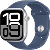 Apple Watch Series 10 [GPS + Cellular, 46mm] - Silver Aluminum Case with Denim Sport Band, M/L (Renewed Premium) view 1