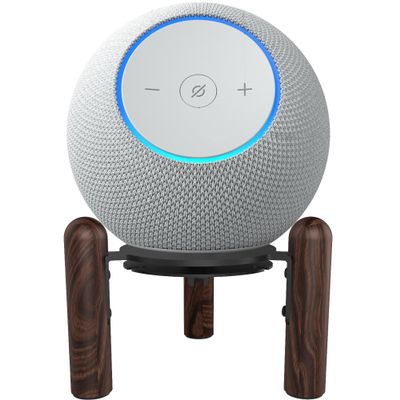 Desk Wood Stand for 2025 New Echo Dot Max, Increase The Height of The Speaker. Improve Sound Quality and Hide The Power Cord. (Black Walnut)