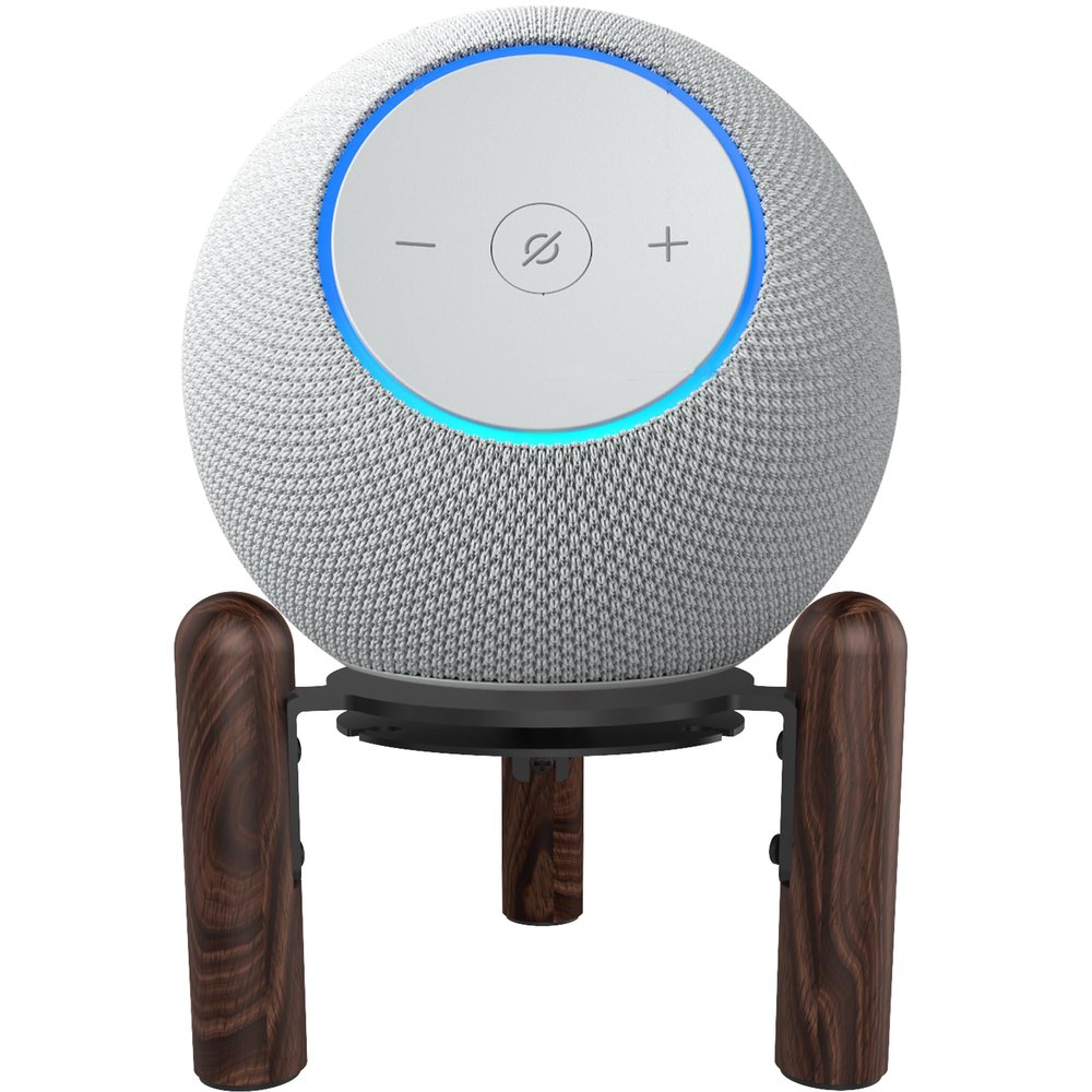 Desk Wood Stand for 2025 New Echo Dot Max, Increase The Height of The Speaker. Improve Sound Quality and Hide The Power Cord. (Black Walnut)