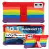10" Case for SVITOO Tab 10/P10/PL001 Android 15 Tablet, FJIASTB Soft Silicone Kids Friendly Protective Cover with Adjustable Stand, Drop-Proof (Rainbow) view 1