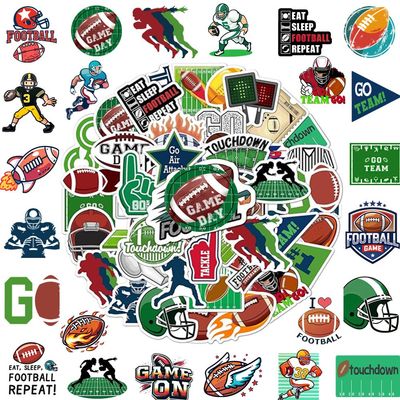 100PCS Football Stickers  Game Day Football Helmet Stickers Sports Stickers for Water Bottle Laptop Scrapbook, Football Party Favor, Gift for Football Fans