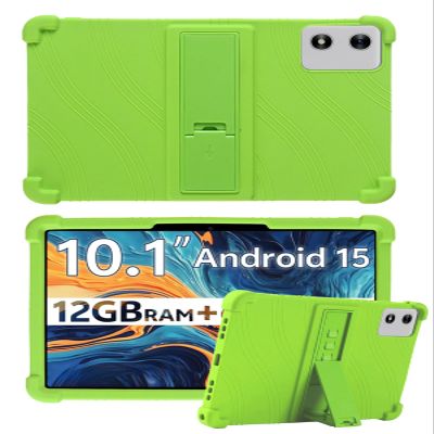 10" Case for SVITOO Tab 10/P10/PL001 Android 15 Tablet, FJIASTB Soft Silicone Kids Friendly Protective Cover with Adjustable Stand, Drop-Proof (Green)