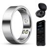 BOYACARE Smart Ring for Women/Men, Fitness Tracker Ring with Call & Alarm Vibration, Heart Rate, Blood Oxygen, Sleep Tracker, Women Cycle Prediction, 5ATM Waterproof, No App Fees (Silver, 8#) view 1